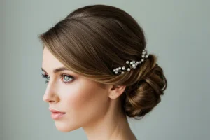 Elegant Wedding Updo Hairstyles Featuring Pearl Hairpins