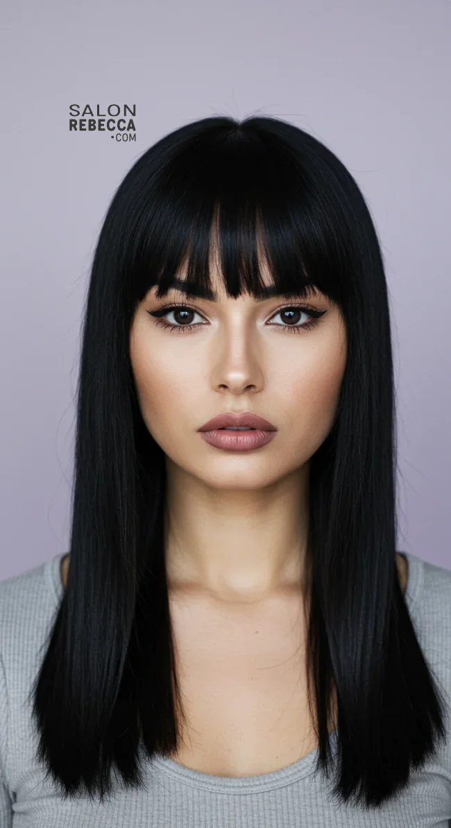 4. Straight with Fringed Bangs | Flattering Hairstyles For Round Faces: Unlock Your Best Look!