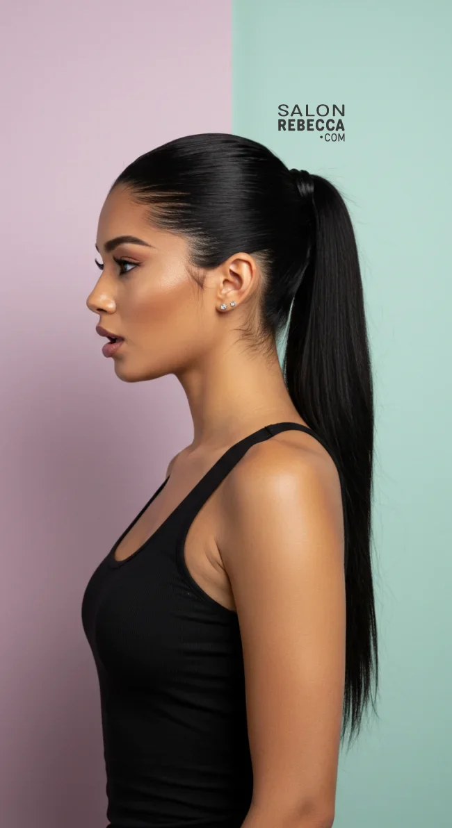 8. Sleek Ponytail | Flattering Hairstyles For Round Faces: Unlock Your Best Look!