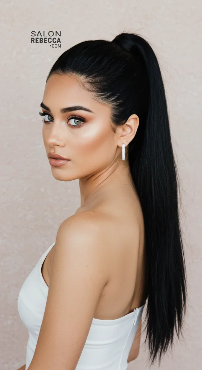 4. Sleek High Ponytail | How To: Hairstyles For Wedding Guests: 15 Most Beautiful Variants With Step-By-Step Guide