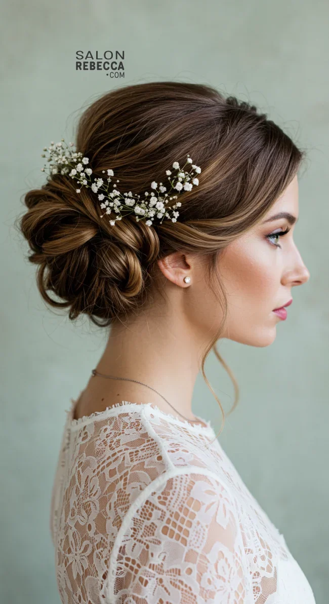 15. Floral Embellished Updo | How To: Hairstyles For Wedding Guests: 15 Most Beautiful Variants With Step-By-Step Guide