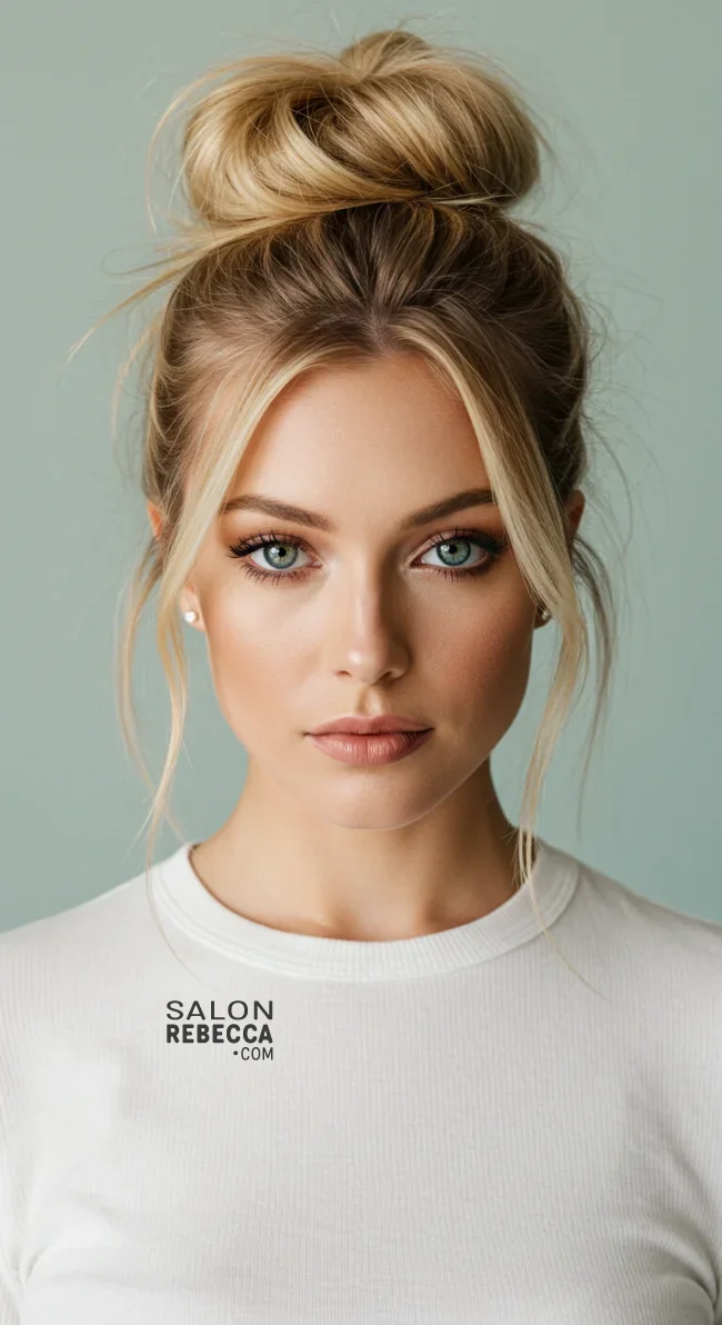 6. Messy Bun with Face-Framing Strands | How To: Hairstyles For Wedding Guests: 15 Most Beautiful Variants With Step-By-Step Guide