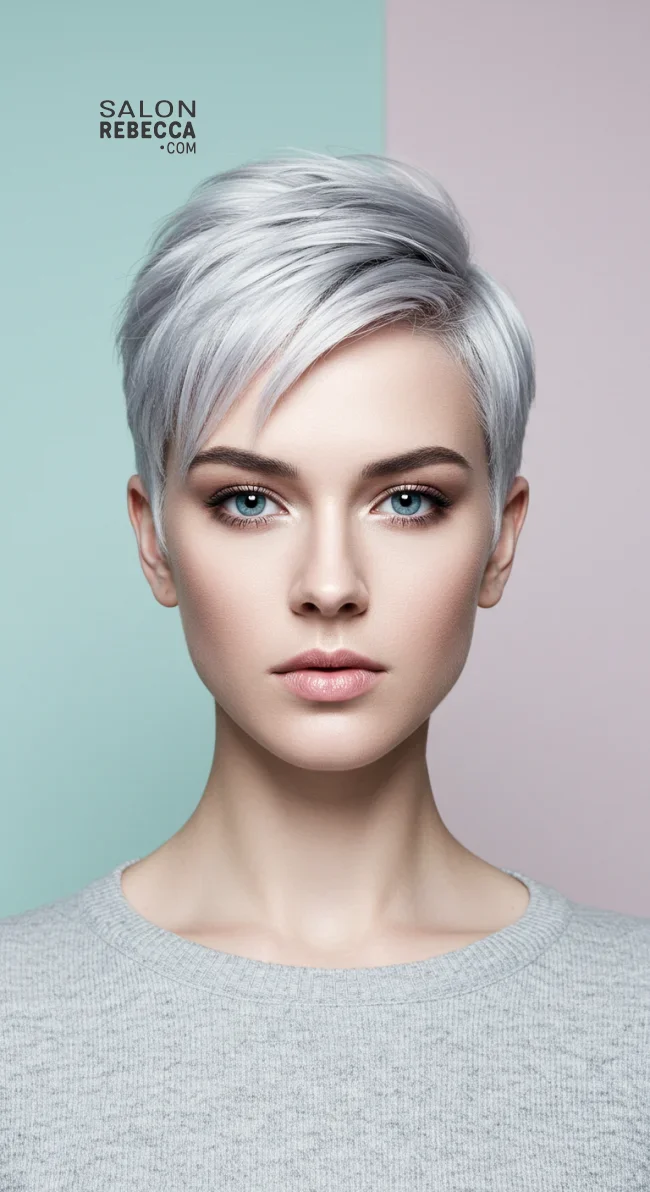 15. Silver or Platinum Pixie Cut | 15 Trendy Low-Maintenance Pixie Haircuts For Fine, Medium Or Thick Hair