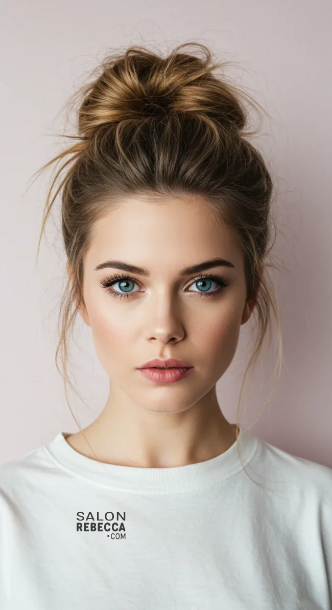 12. Textured Messy Bun with Volume | Perfect Messy Bun Ideas In A Short Time - Hairstyle Trick