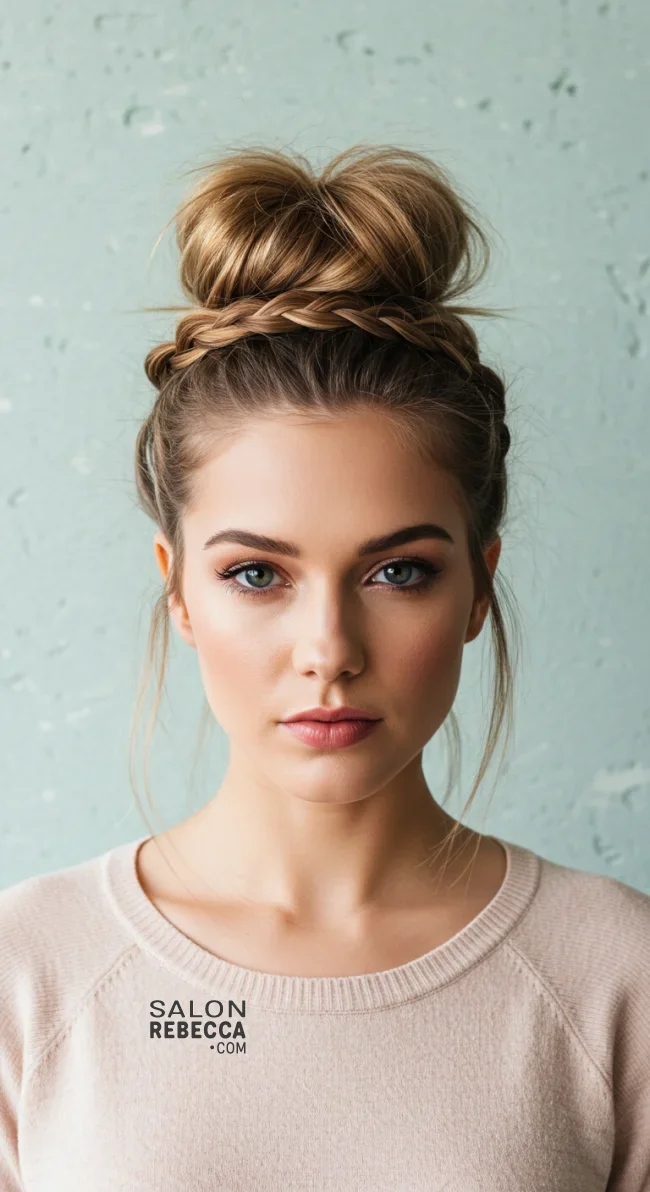 14. Messy Bun with Fishtail Braid | Perfect Messy Bun Ideas In A Short Time - Hairstyle Trick
