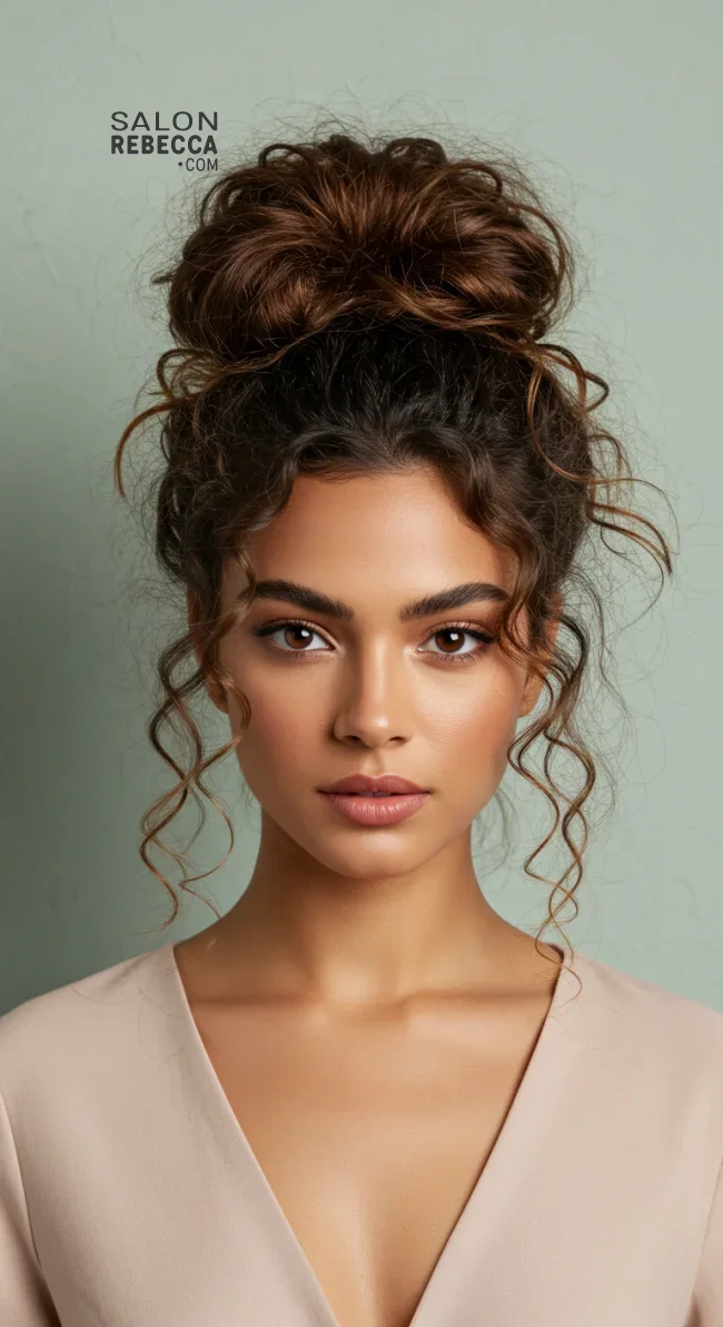 10. Curly Messy Bun | Perfect Messy Bun Ideas In A Short Time - Hairstyle Trick