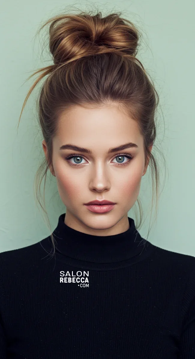 1. High Messy Bun | Perfect Messy Bun Ideas In A Short Time - Hairstyle Trick