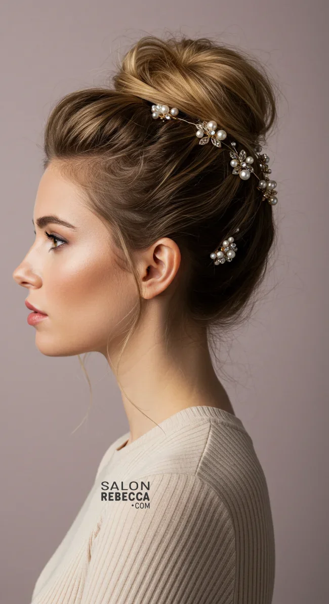 13. Messy Bun with Hair Accessories | Perfect Messy Bun Ideas In A Short Time - Hairstyle Trick