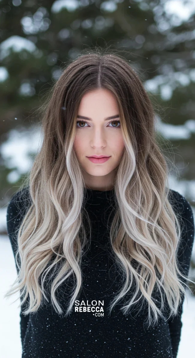 14. Winter Platinum Balayage | 15 Ways To Rock Winter Highlights For Brown Hair