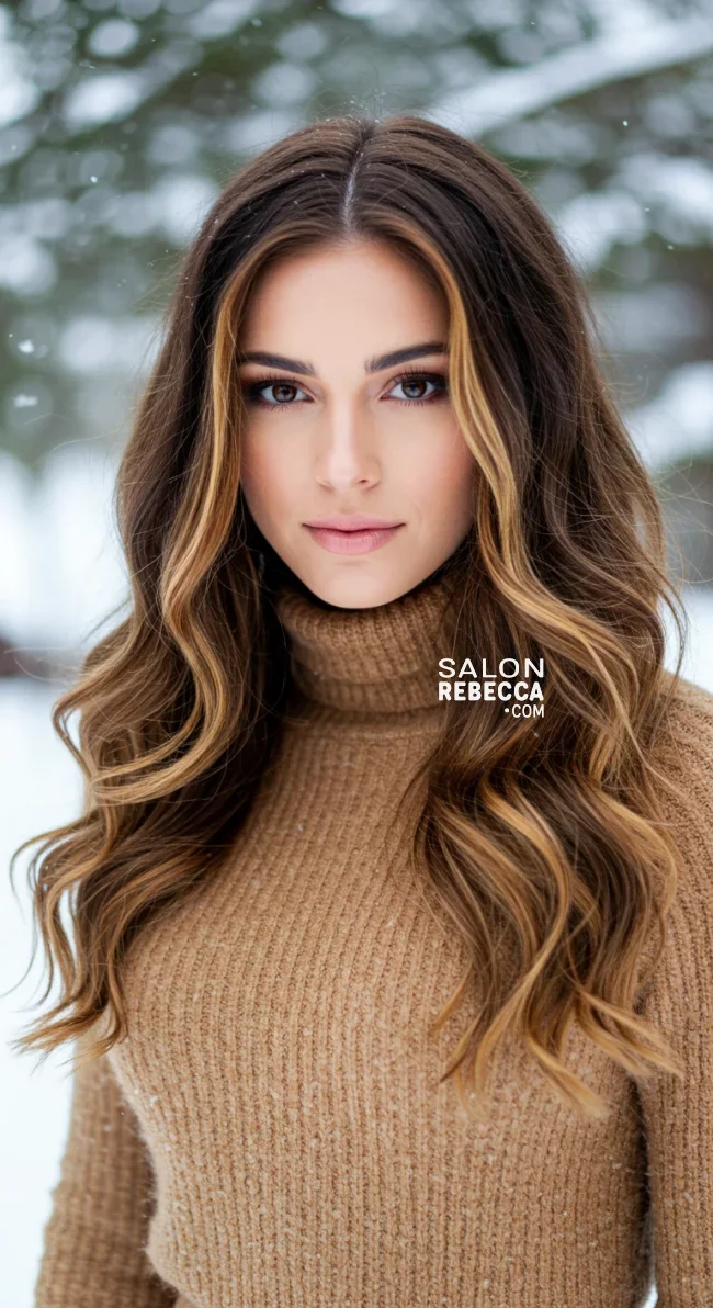 4. Golden Bronde Blend | 15 Ways To Rock Winter Highlights For Brown Hair