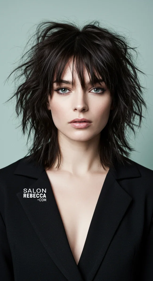 3. Choppy Wolf Cut with Wispy Bangs | 10 Daring Medium-Length Wolf Cut Ideas For An Edgy Look