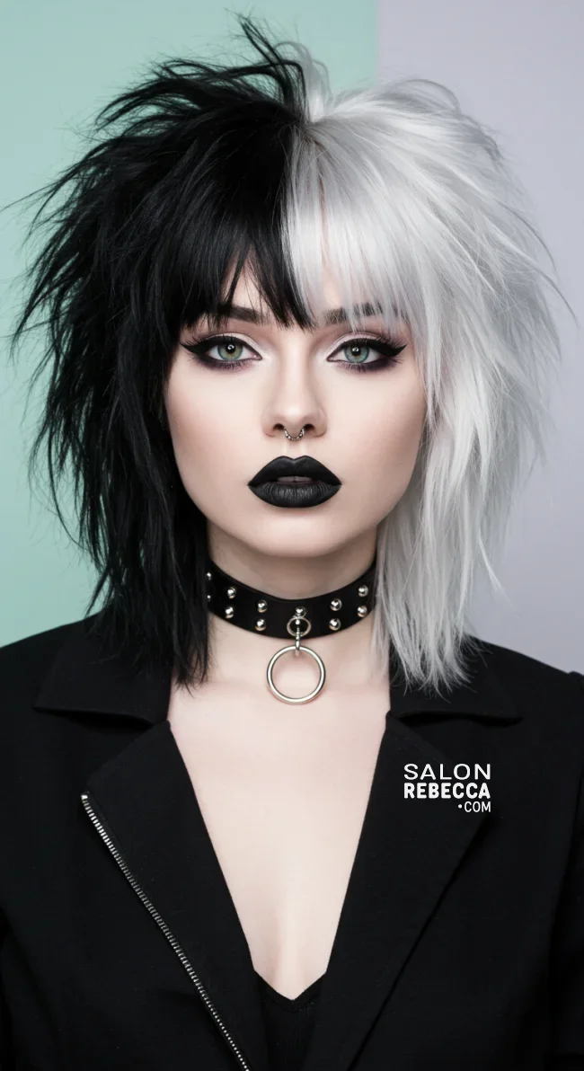 10. Bold Two-Tone Wolf Cut | 10 Daring Medium-Length Wolf Cut Ideas For An Edgy Look