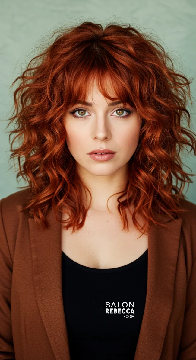 9. Curly Copper Wolf Cut | 10 Daring Medium-Length Wolf Cut Ideas For An Edgy Look