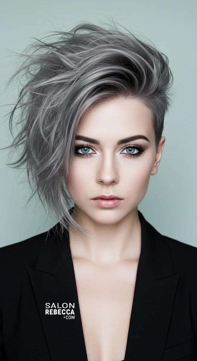 8. Ash Gray Wolf Cut with Undercut | 10 Daring Medium-Length Wolf Cut Ideas For An Edgy Look