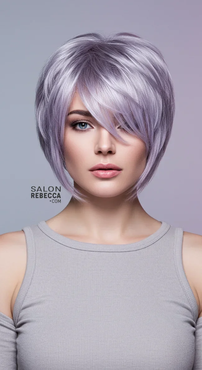 13. Layered Crop with Silver and Lilac Tones | Short Haircuts: 2025’S Trendy Two-Tone Styles