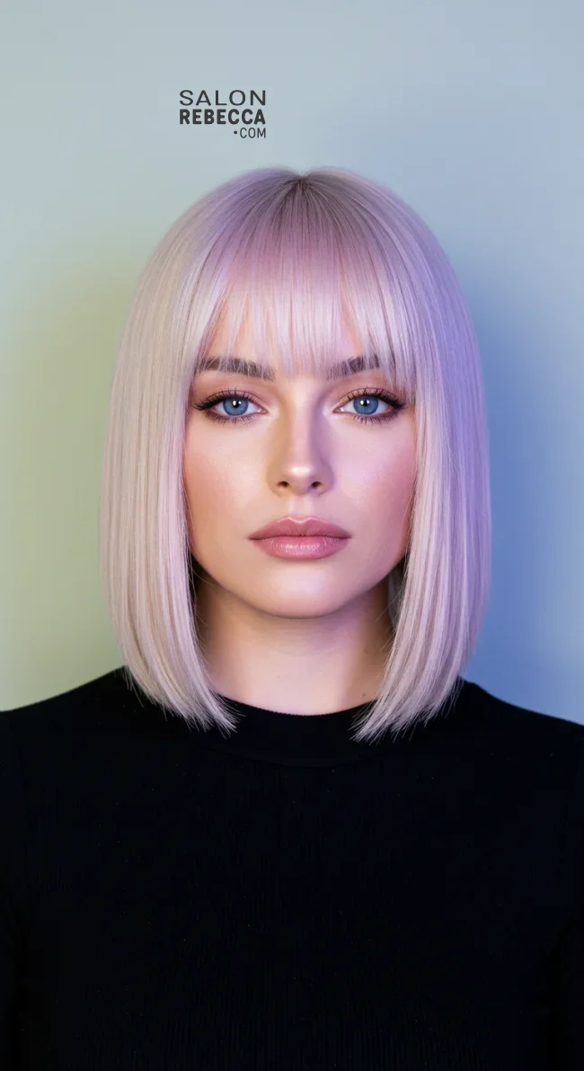 7. Sleek Blunt Bob with Lavender and Platinum | Short Haircuts: 2025’S Trendy Two-Tone Styles