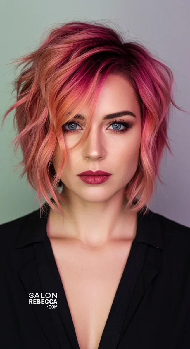 11. Choppy Bob with Sunset Ombre | Short Haircuts: 2025’S Trendy Two-Tone Styles