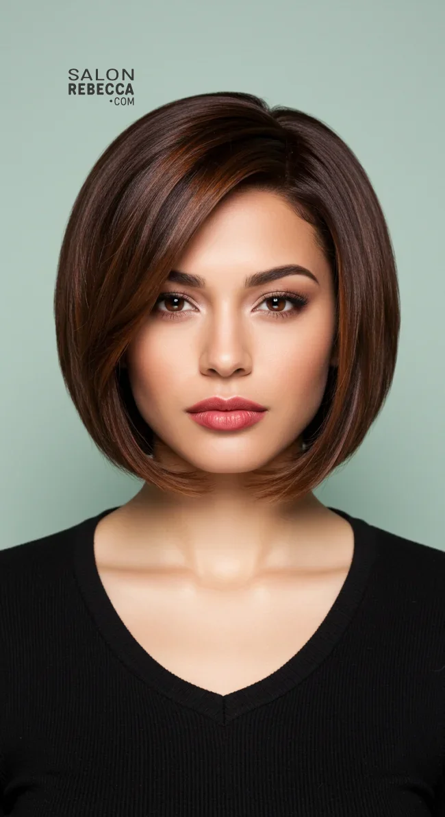 14. Rounded Bob with Copper and Espresso Brown | Short Haircuts: 2025’S Trendy Two-Tone Styles