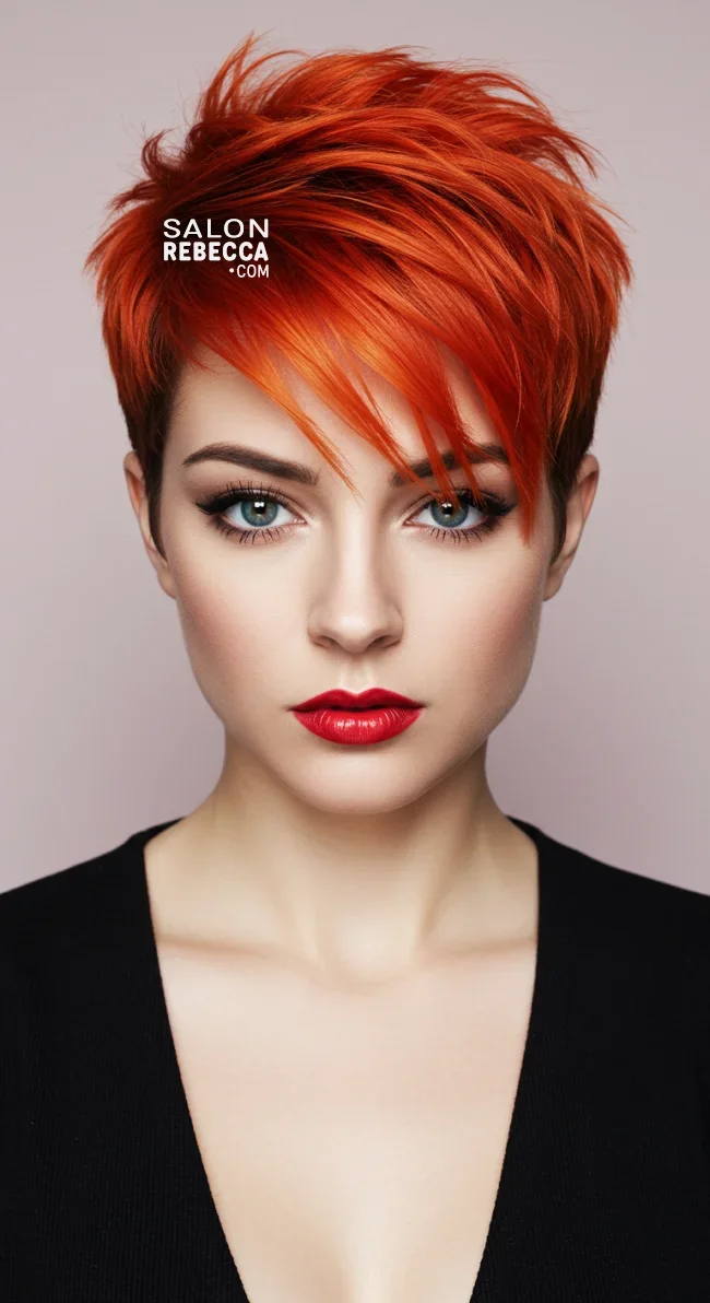 9. Boyish Cut with Fiery Orange and Dark Brown | Short Haircuts: 2025’S Trendy Two-Tone Styles