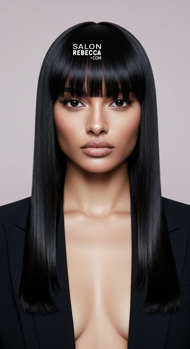 1. Sleek Blunt Bangs for Straight Hair | How To Style Bangs For Different Hair Textures: 10 Stunning Looks