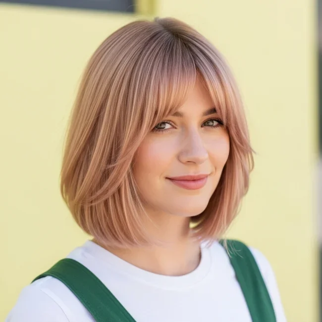 3. Soft A-Line Bob with Curtain Bangs | 10 Inspiring Bob Haircuts For Women With Square Faces