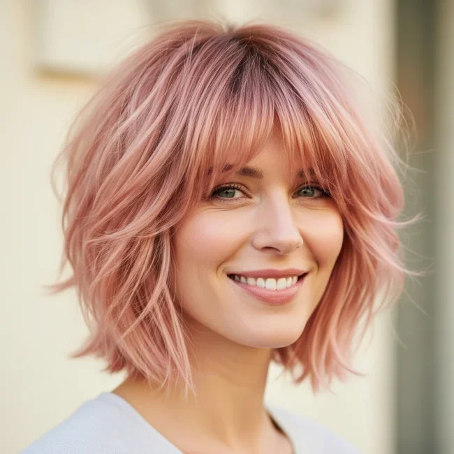 6. Shaggy Bob with Wispy Bangs | 10 Inspiring Bob Haircuts For Women With Square Faces
