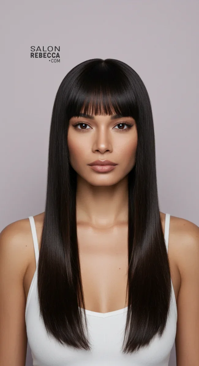 4. Long Blunt Cut | 15 Long Hairstyles For Women Over 50