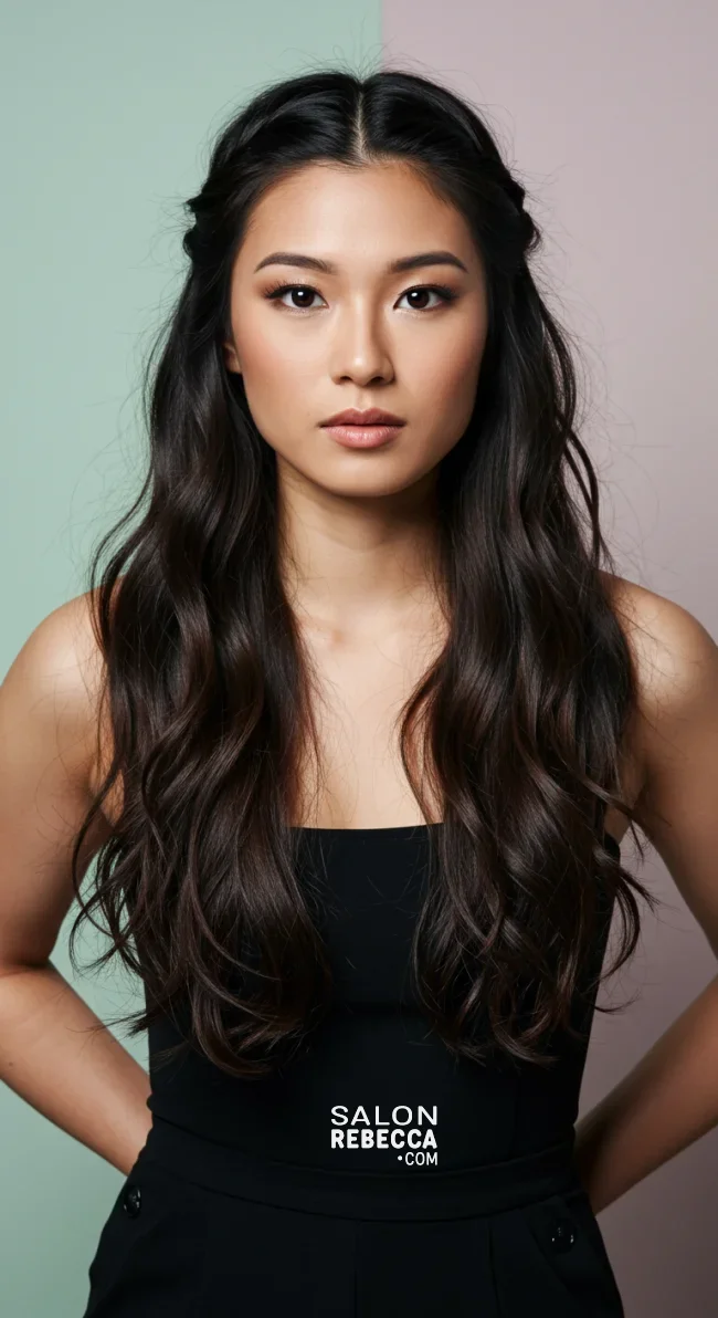 9. Half-Up, Half-Down Style | 15 Long Hairstyles For Women Over 50