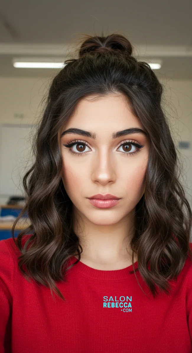 4. Half-Up, Half-Down Hairstyle | 10 Easy Hairstyles For School