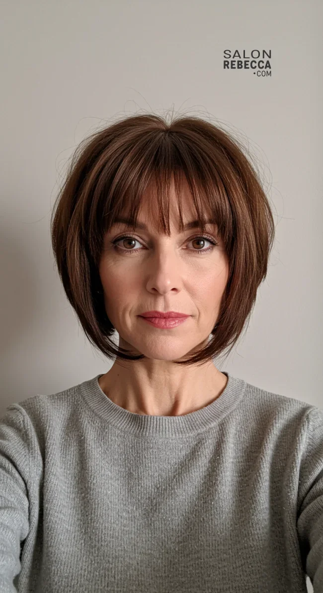 10. Voluminous Fringe Bob | Over 50: Fringe Layered Bob For Fine Hair