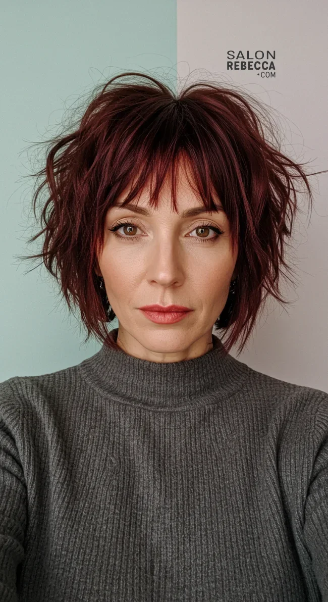 2. Choppy Fringe Bob | Over 50: Fringe Layered Bob For Fine Hair