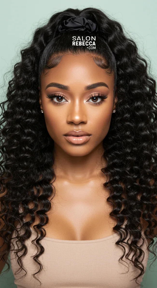 1. Curly Half-Up Ponytail | 10 Cool Half Up Half Down Hairstyles For Black Women