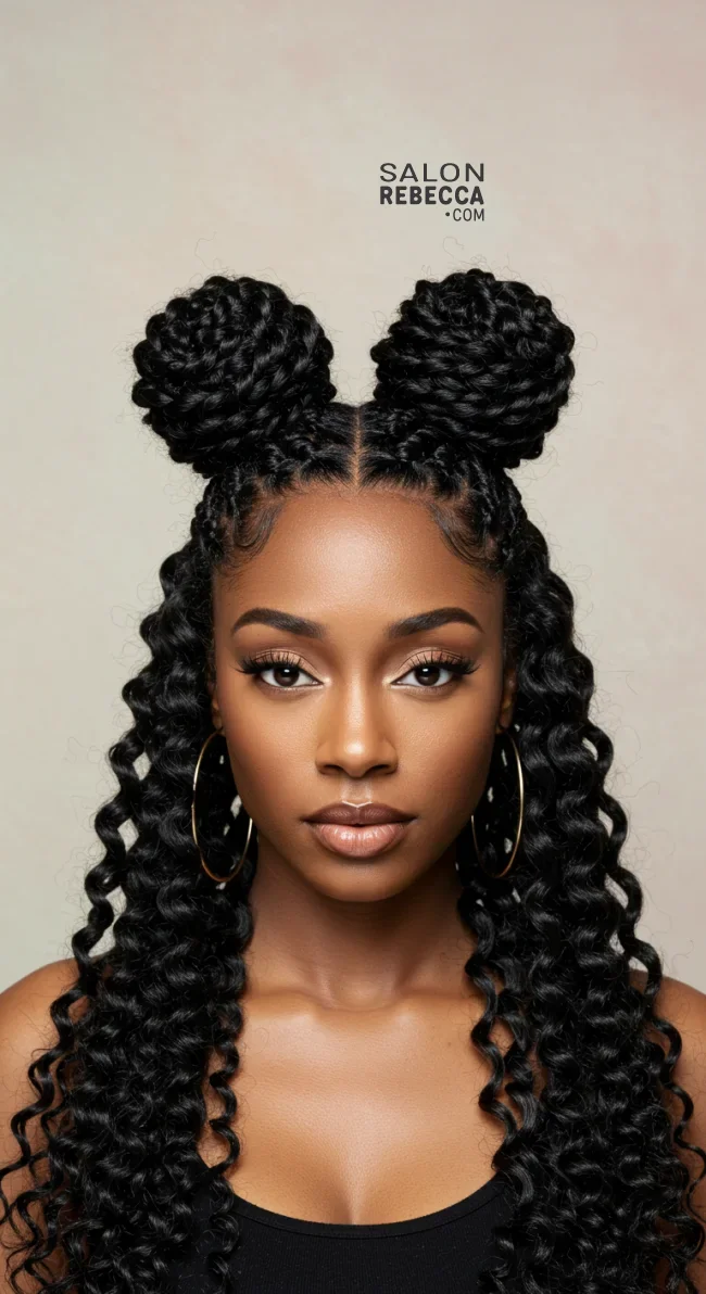 3. Twisted Half-Updo | 10 Cool Half Up Half Down Hairstyles For Black Women