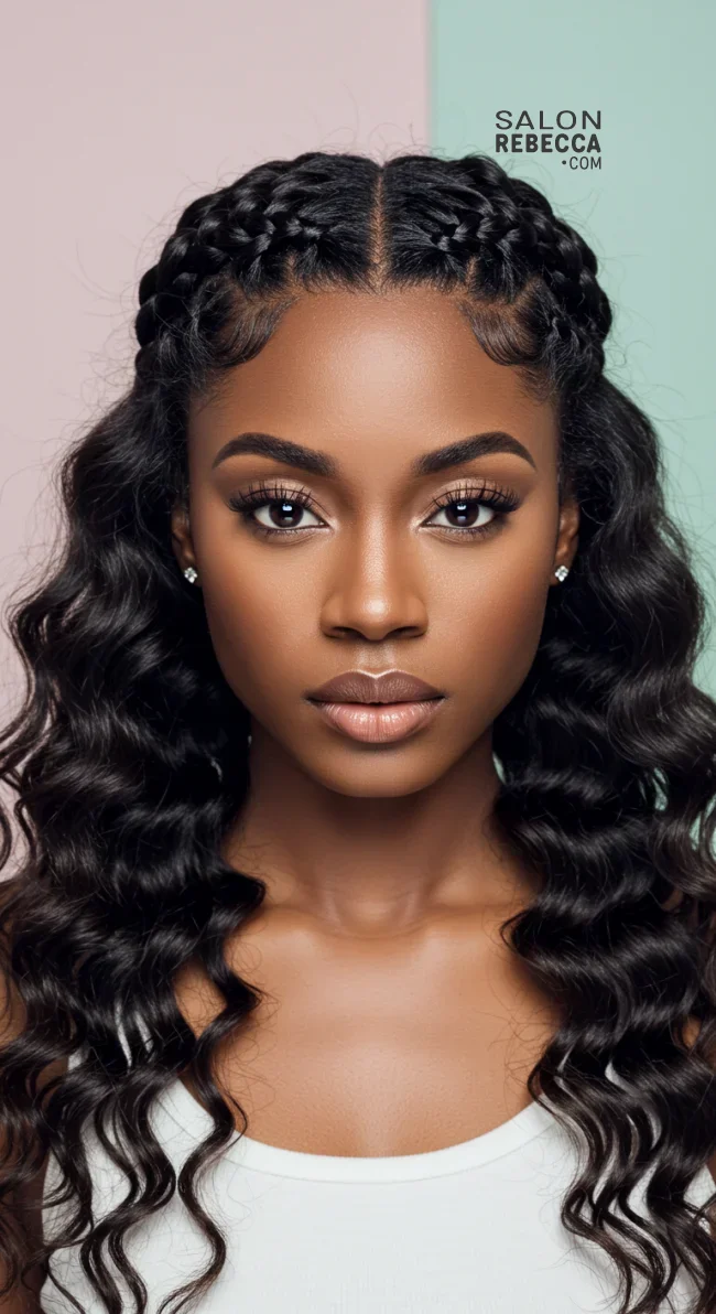 9. Braided Crown Half-Up Style | 10 Cool Half Up Half Down Hairstyles For Black Women