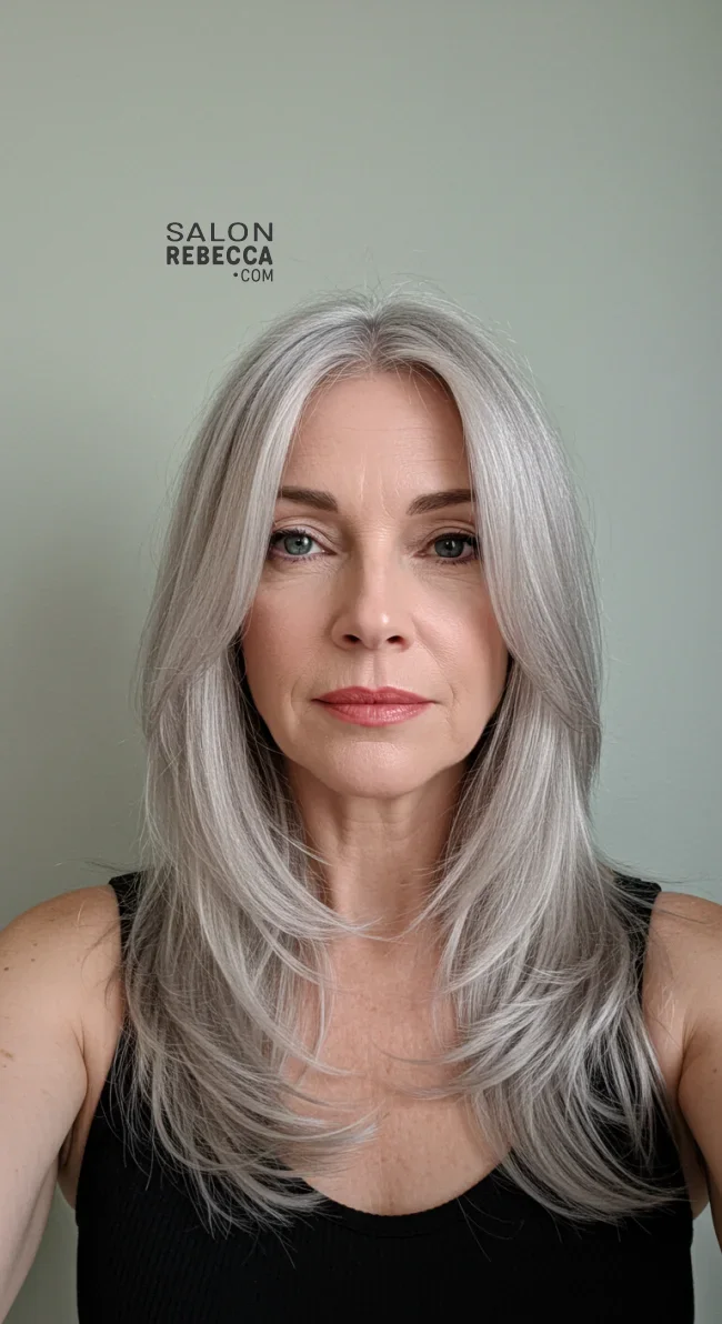 3. Elegant Long Layers with Curtain Bangs | 15 Chic Hairstyles With Bangs For Over 50