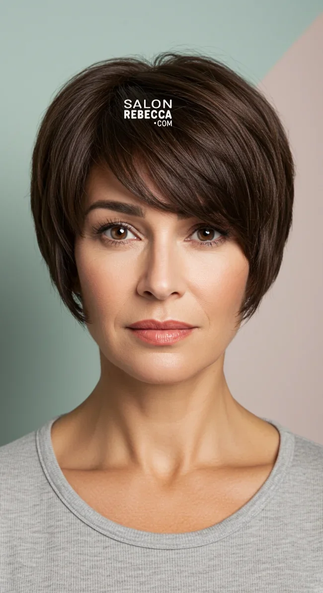 7. Side-Swept Bangs with a Short Cut | 15 Short Hairstyles To Feel Great In Your 40S