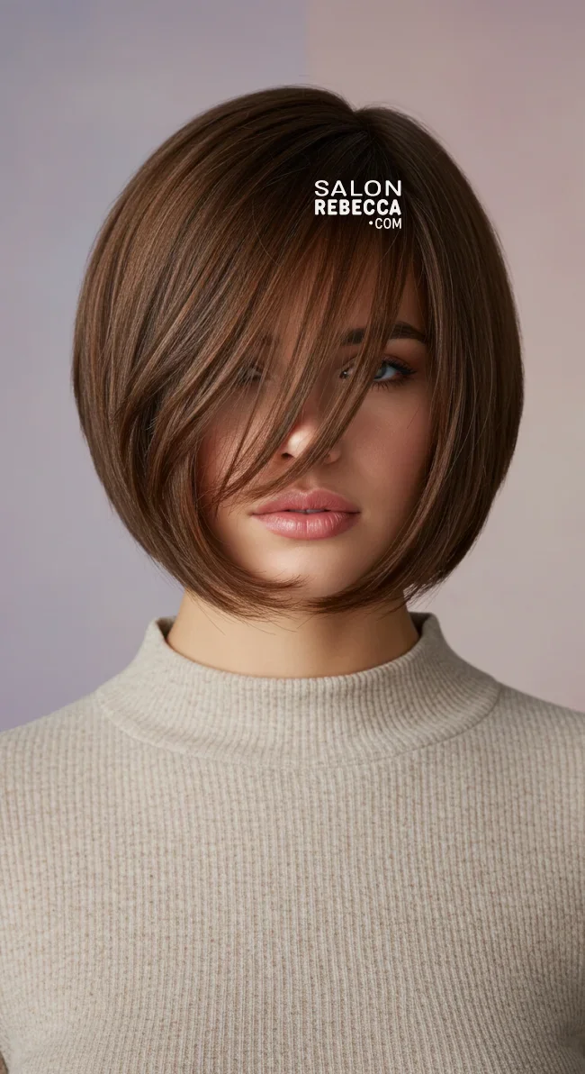 11. Short Blunt Cut with Side-Swept Bangs | Trendy Hairstyles For Thin Hair That Transform Your Look