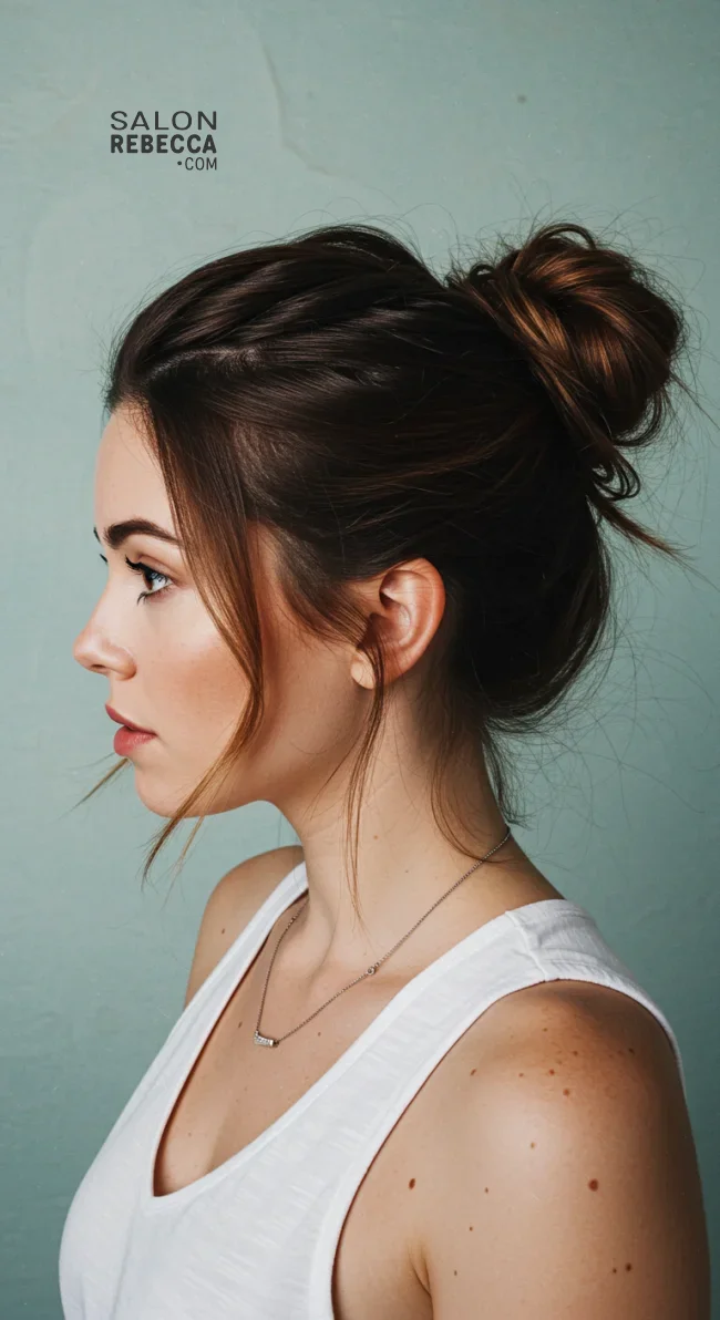 13. Messy Low Bun with Face-Framing Strands | Trendy Hairstyles For Thin Hair That Transform Your Look
