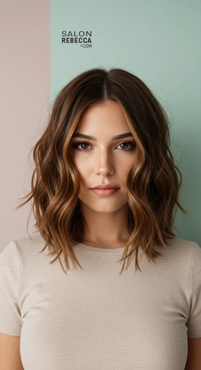 12. Wavy Shoulder-Length Cut with Middle Part | Trendy Hairstyles For Thin Hair That Transform Your Look