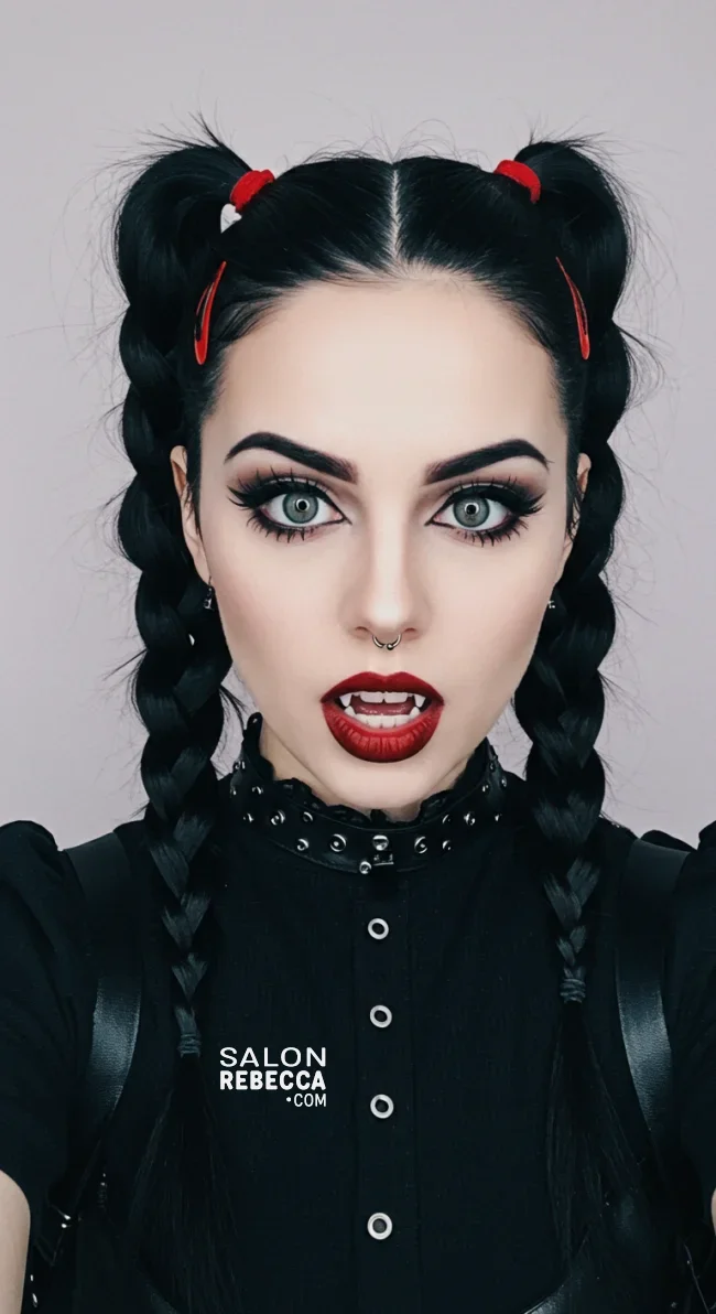 5. Vampire&rsquo;s Twisted Ponytail | Cool And Cute Halloween Hairstyles For Girls