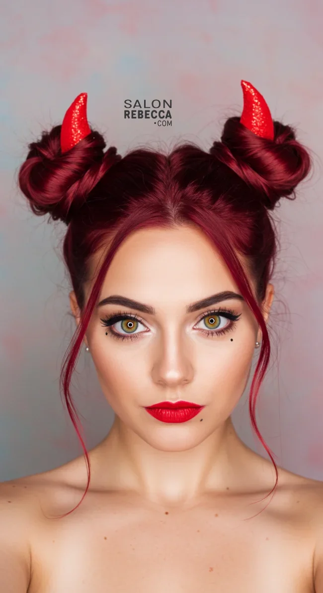 9. Devil Horns Buns | Cool And Cute Halloween Hairstyles For Girls
