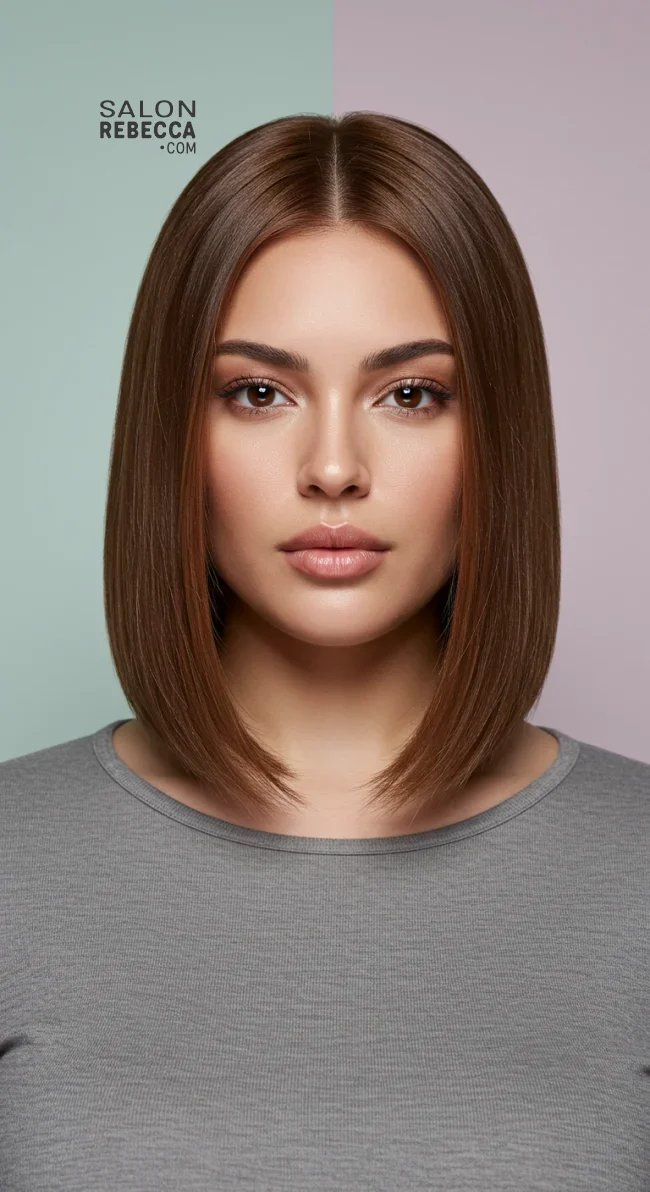 10. Shoulder-Length Straight Hair with Tapered Ends | Best Medium-Length Haircuts For Chubby Faces: Style Guide