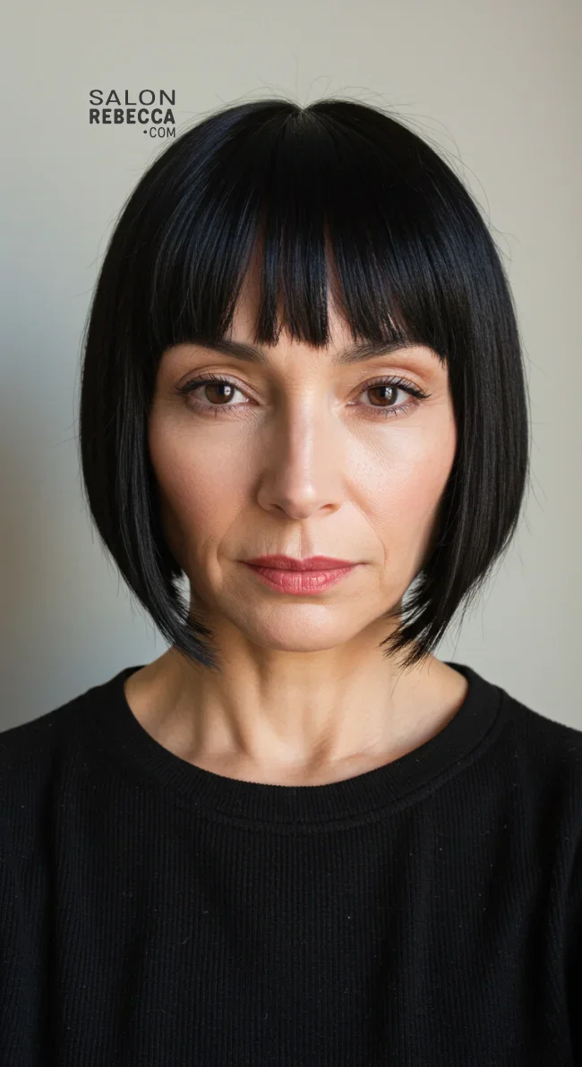8. Chin-Length Blunt Cut | Modern Hairstyles For Older Women