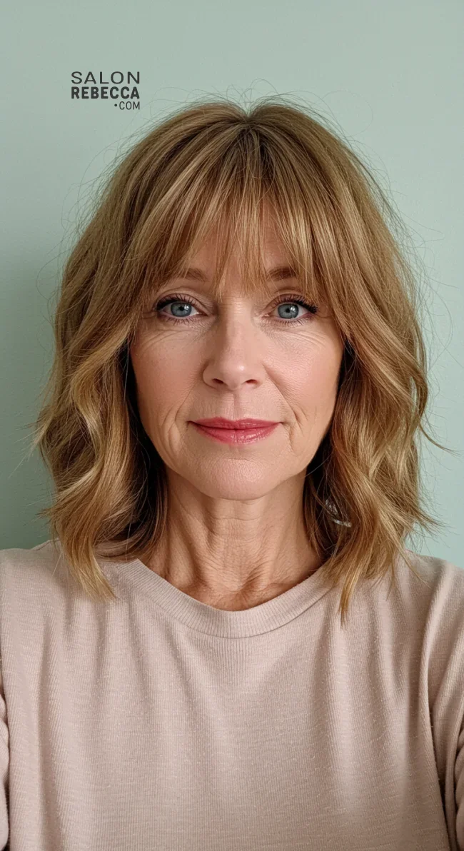 6. Side-Swept Bangs with Medium Length Hair | Modern Hairstyles For Older Women