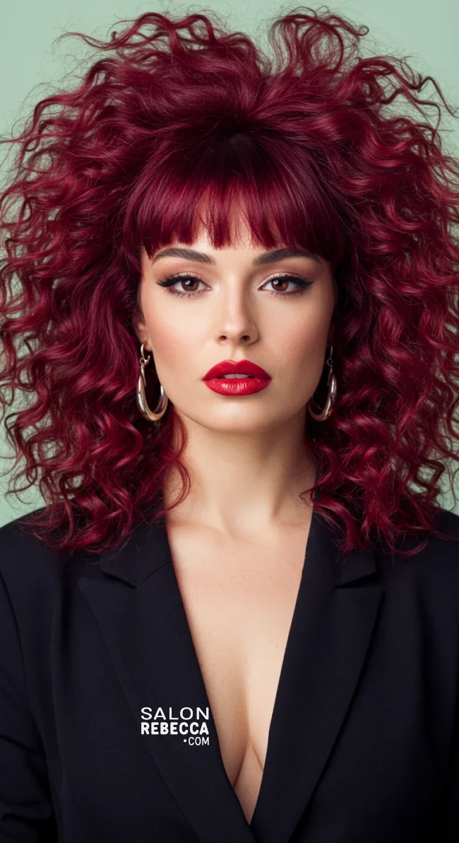 3. Curly Fringe with High Volume | 15 Best Curly Hairstyles With Bangs For A Stunning Look!