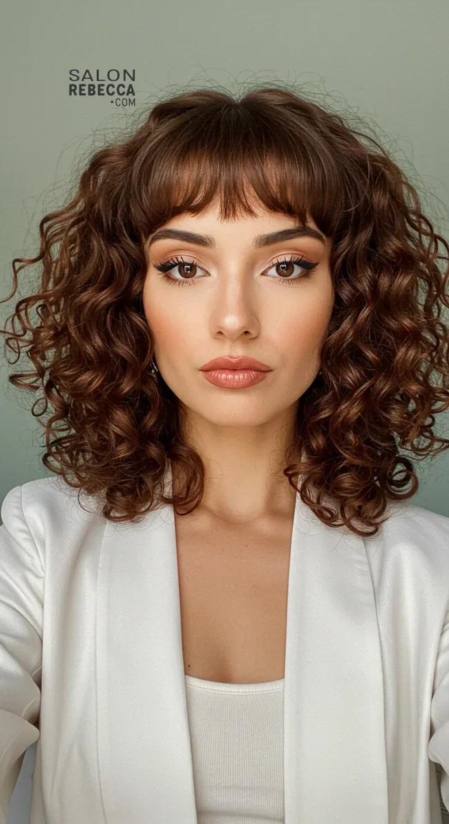 13. Curly Hair with Baby Bangs | 15 Best Curly Hairstyles With Bangs For A Stunning Look!