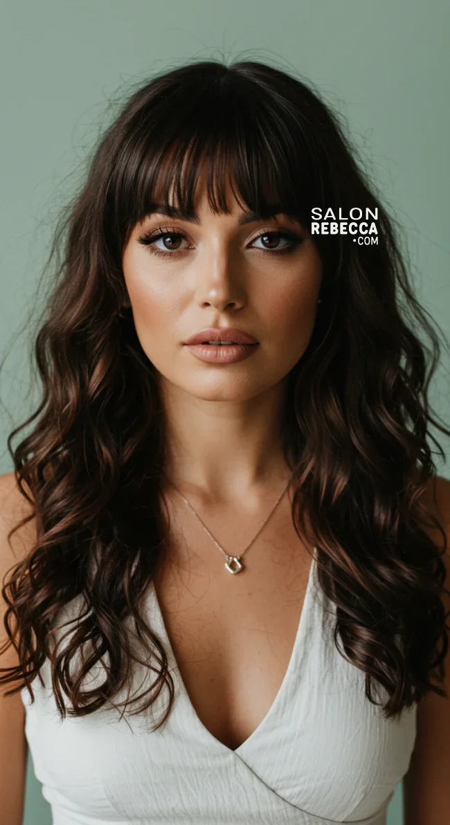 15. Loose Curls with Thick Bangs | 15 Best Curly Hairstyles With Bangs For A Stunning Look!