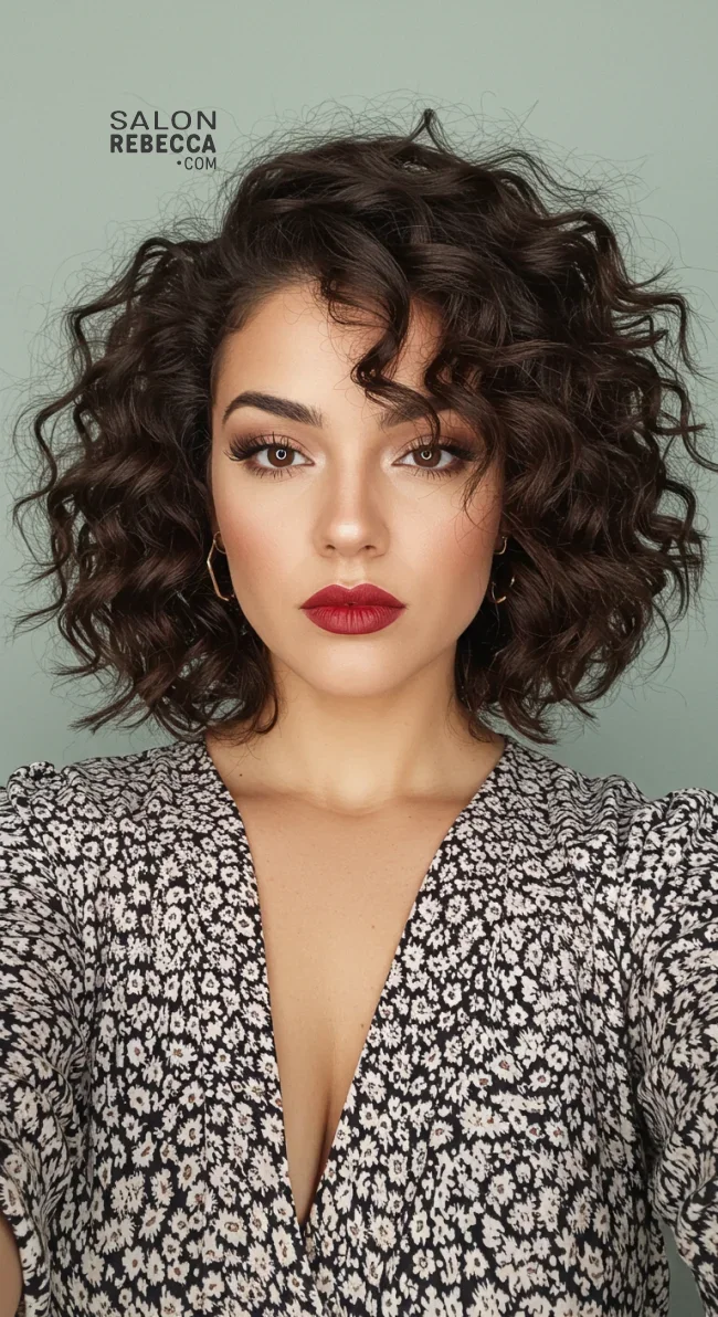 6. Curly Bangs with a Deep Side Part | 15 Best Curly Hairstyles With Bangs For A Stunning Look!