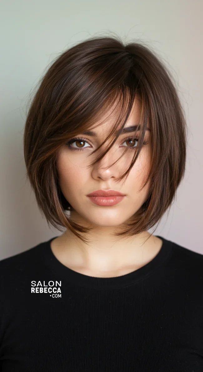 13. Side-Swept Fringe Bob | 15 Flattering Short Haircuts For Square Faces