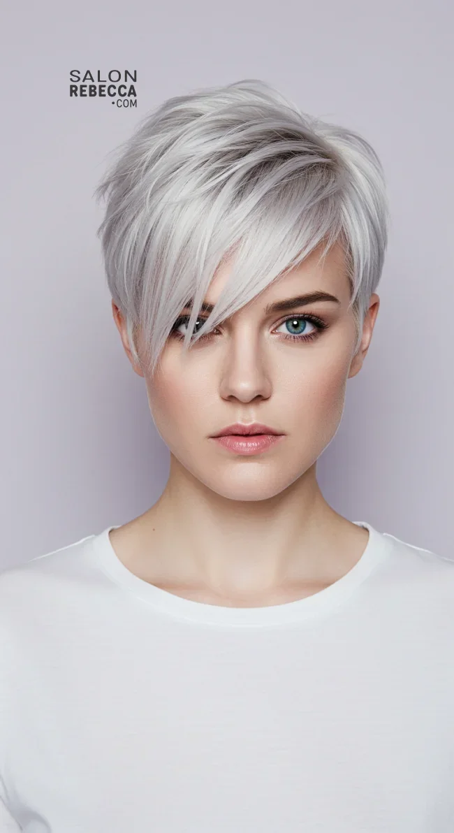 2. Modern Pixie with Side Bangs | 15 Flattering Short Haircuts For Square Faces